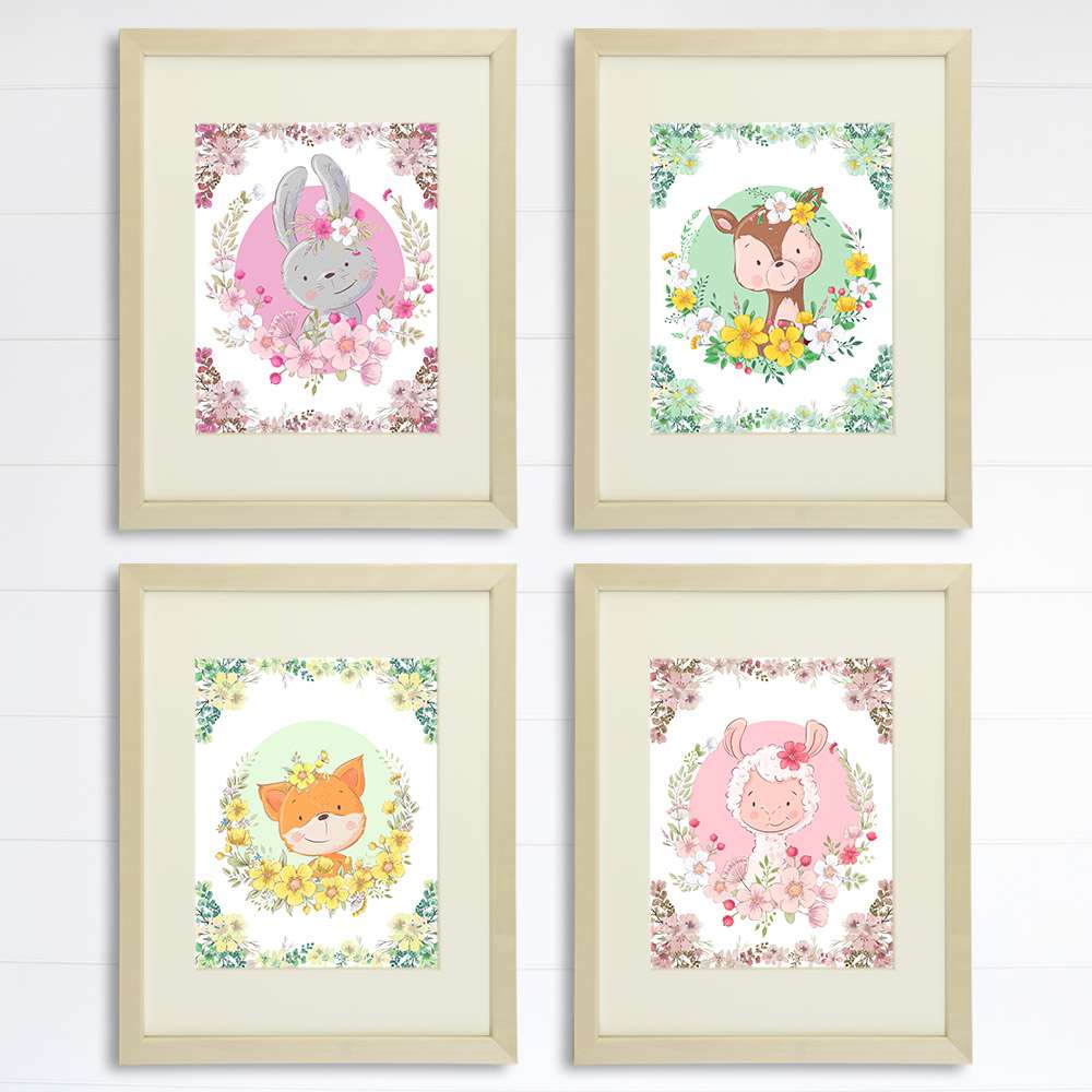 Animals Wreath Art Prints (Set of 4) - 8x10s - Dream Big Printables