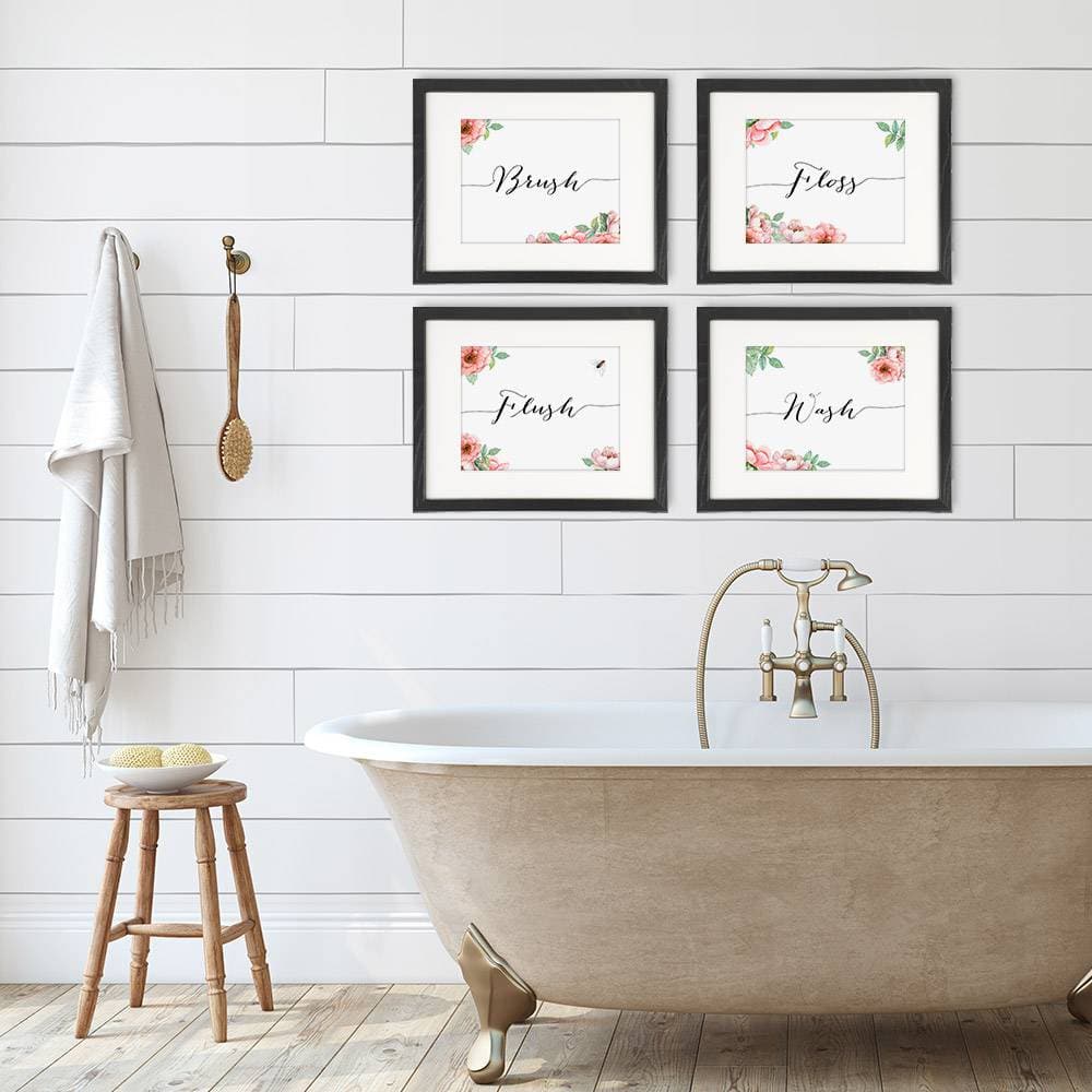 Bathroom Decor Art Prints Floral (Set of 4) - 8x10s - Dream Big Printables