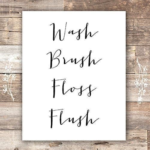 Bathroom Decor Wash Brush Floss Flush Art Print - Unframed - 8x10 - Dream Big Printables