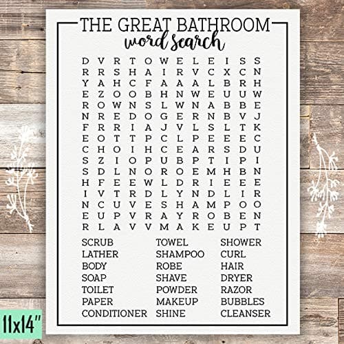Bathroom World Search Art Print - Unframed - 11x14 - Dream Big Printables