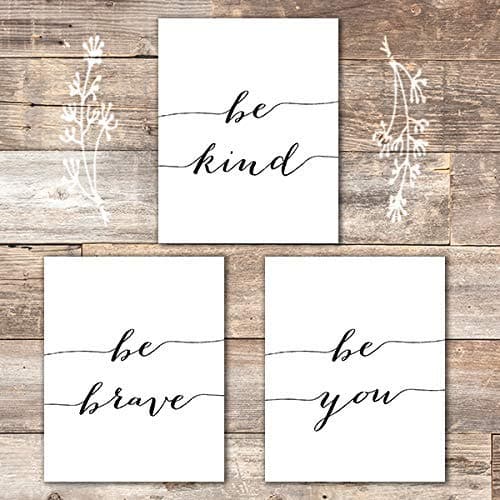 Be Kind Be Brave Be You Art Prints (Set of 3) - 8x10 | Inspirational Wall Art - Dream Big Printables