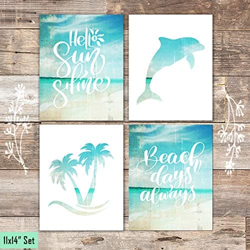 Beach Set Art Prints (Set of 4) - Unframed - 11x14s - Dream Big Printables