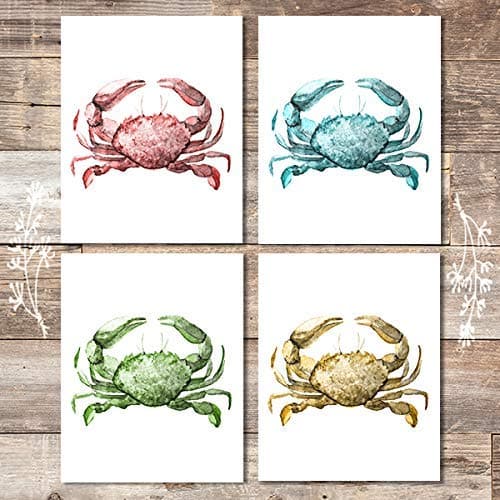 Beach Wall Decor Art Prints (Set of 4) - 8x10s | Crabs - Dream Big Printables