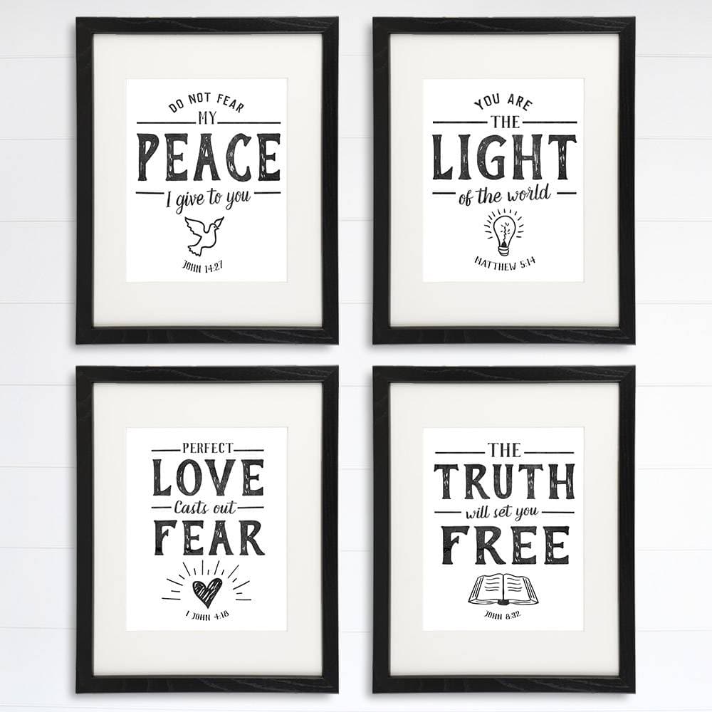 Bible Verse Wall Art Prints (Set of 4) - 8x10s | Scripture Wall Art - Dream Big Printables