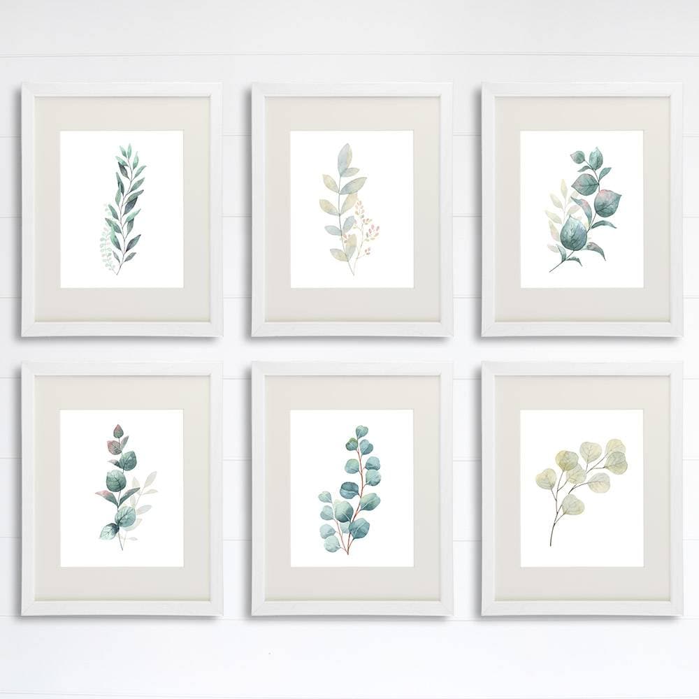 Botanical Prints Wall Art - Eucalyptus Leaves - (Set of 6) - 8x10s - Dream Big Printables