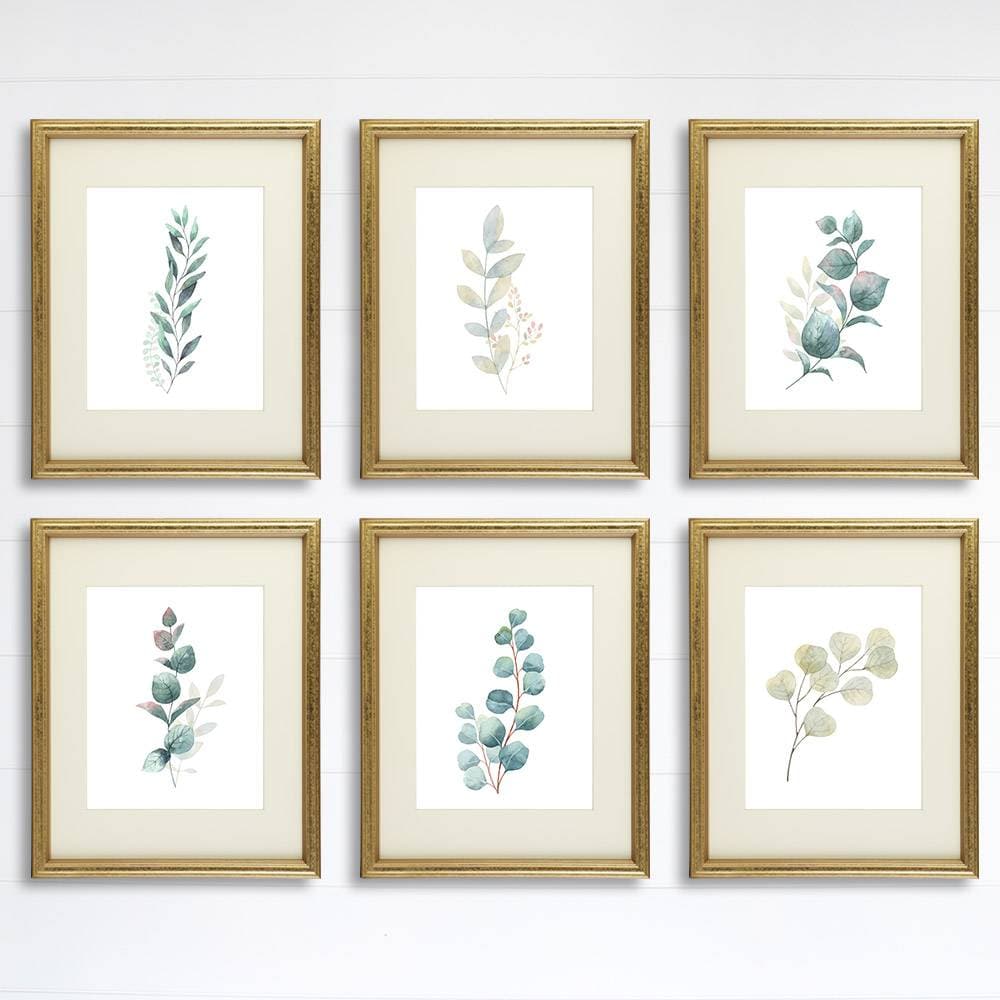 Botanical Prints Wall Art - Eucalyptus Leaves - (Set of 6) - 8x10s - Dream Big Printables
