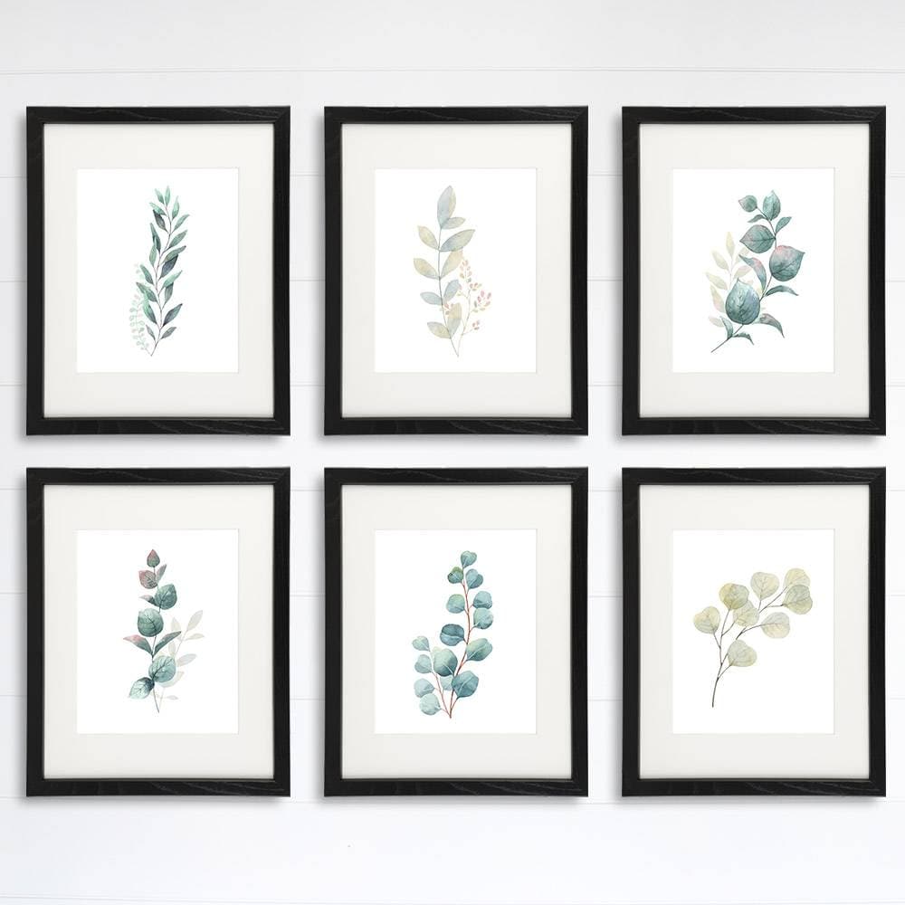 Botanical Prints Wall Art - Eucalyptus Leaves - (Set of 6) - 8x10s - Dream Big Printables