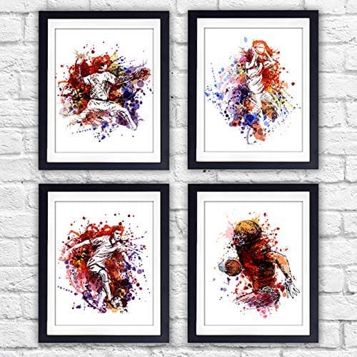 Boys Sports Room Decor Art Prints (Set of 4) - 8x10s | Baseball, Basketball, Football, Soccer - Dream Big Printables