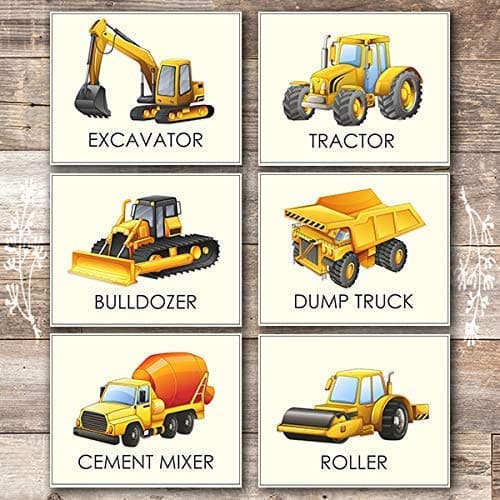Boys Trucks - Art Prints (Set of 6) - 8x10s | Construction Wall Decor - Dream Big Printables