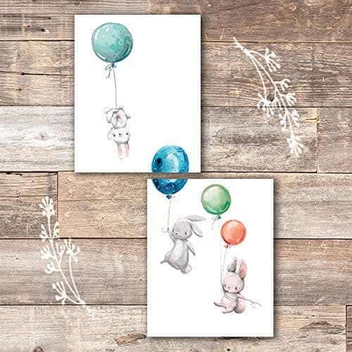 Bunny Wall Art Prints (Set of 2) - Unframed - 8x10 | Nursery Decor - Dream Big Printables