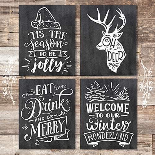 Christmas Chalkboard Quotes Art Prints (Set of 4) - Unframed - 8x10 - Dream Big Printables