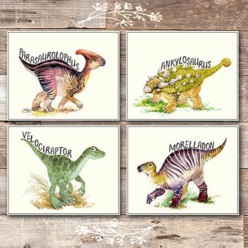 Dinosaur Wall Art Prints Bedroom Decor (Set of 4) - Unframed - 8x10s - Dream Big Printables
