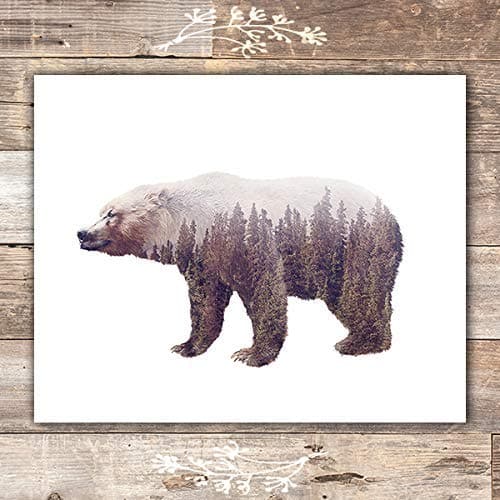 Double Exposure Bear Wall Art Print - Unframed - 8x10 - Dream Big Printables