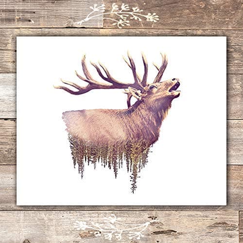 Double Exposure Elk Wall Art Print - Unframed - 8x10 - Dream Big Printables