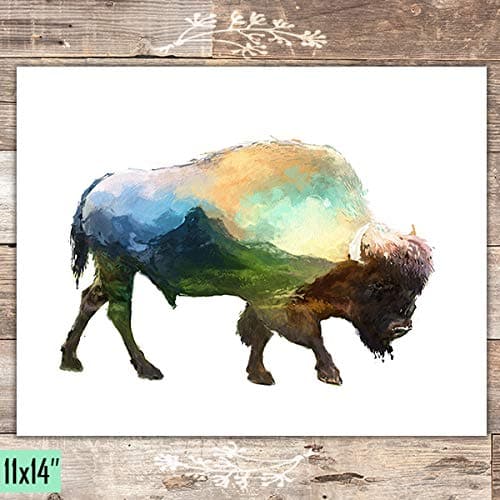 Double Exposure -Watercolor Bison - Unframed - 11x14 - Dream Big Printables