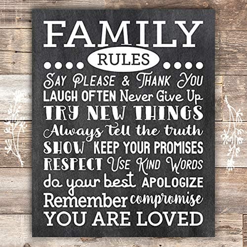 Family Rules Chalkboard Art Print - 8x10 - Dream Big Printables