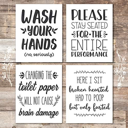 Funny Bathroom Quotes (Set of 4) - Unframed - 8x10s - Dream Big Printables