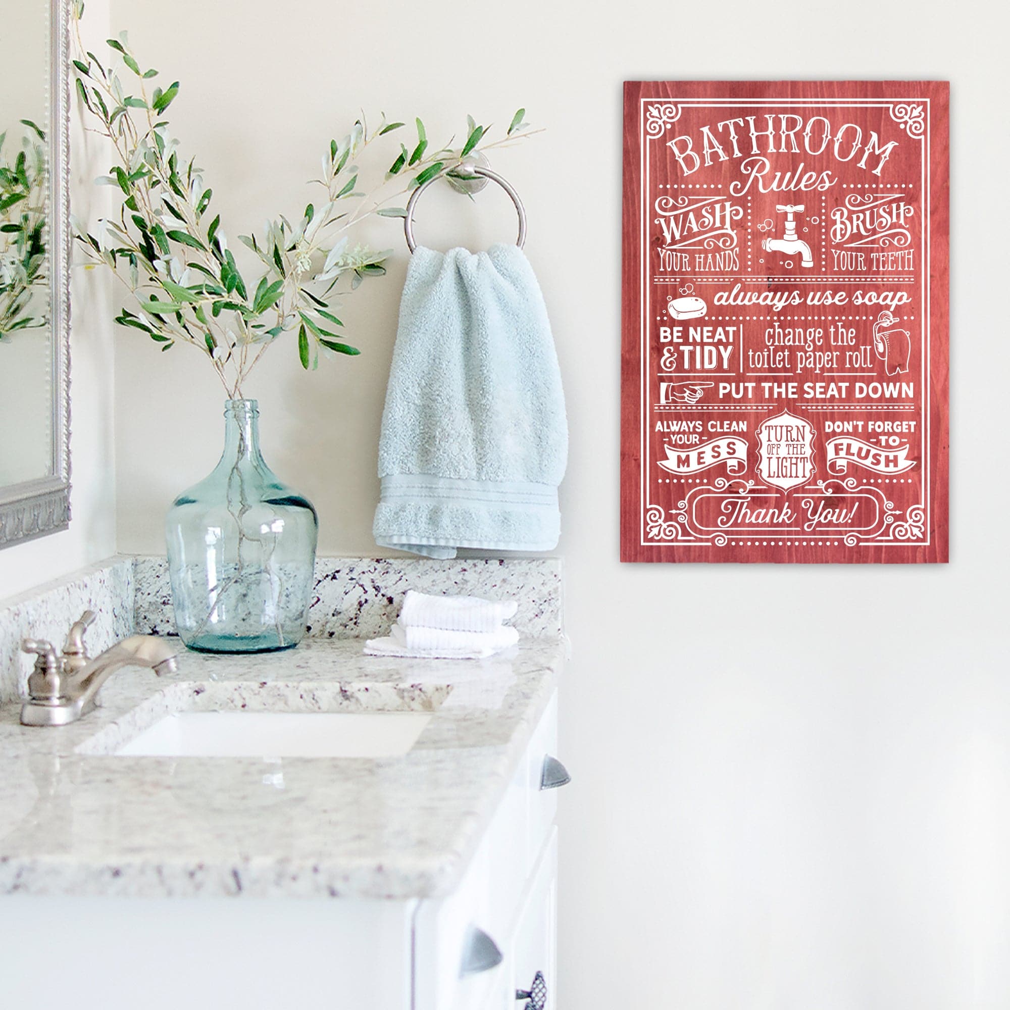 Funny Bathroom Rules Sign - 16x24" - Dream Big Printables