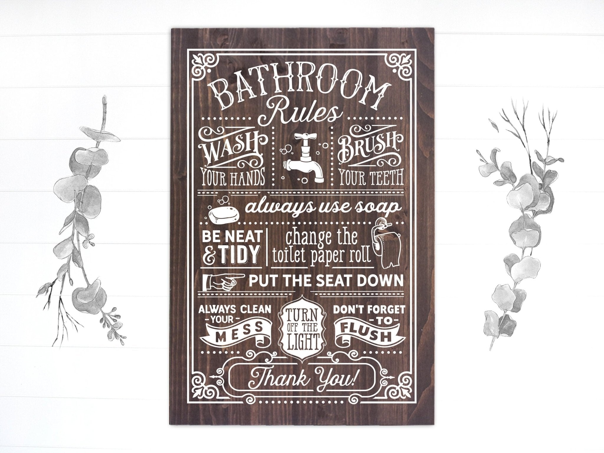 Funny Bathroom Rules Sign - 16x24" - Dream Big Printables