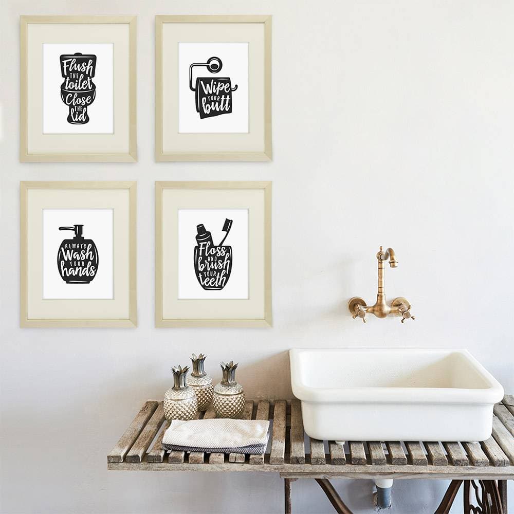 Funny Bathroom Signs (Set of 4) - 8x10s | Bathroom Decor Wall Art - Dream Big Printables