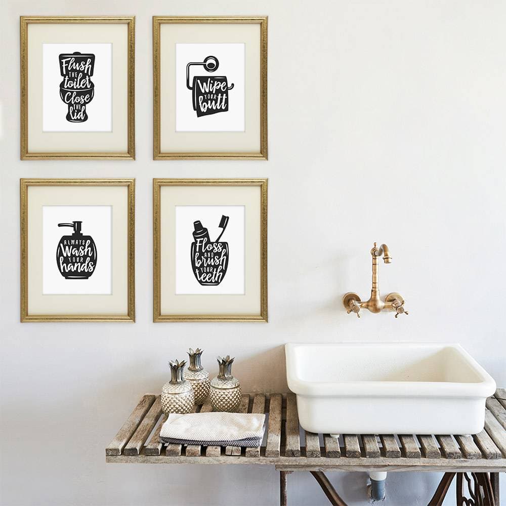 Funny Bathroom Signs (Set of 4) - 8x10s | Bathroom Decor Wall Art - Dream Big Printables
