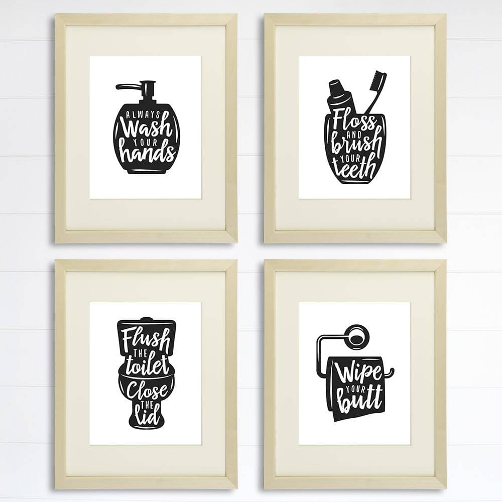 Funny Bathroom Signs (Set of 4) - 8x10s | Bathroom Decor Wall Art - Dream Big Printables