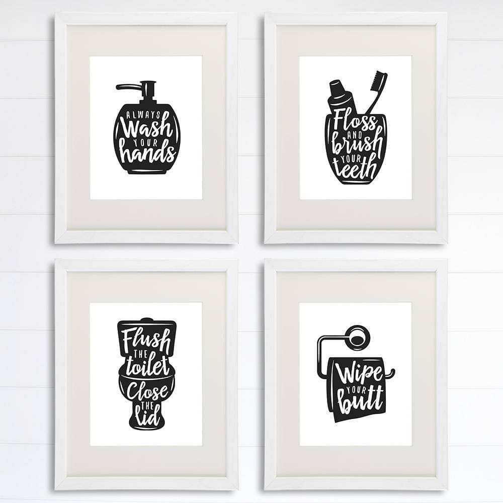 Funny Bathroom Signs (Set of 4) - 8x10s | Bathroom Decor Wall Art - Dream Big Printables