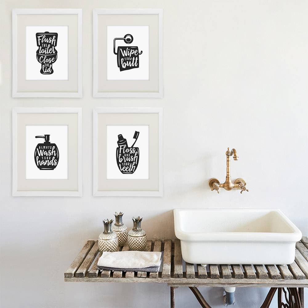 Funny Bathroom Signs (Set of 4) - 8x10s | Bathroom Decor Wall Art - Dream Big Printables