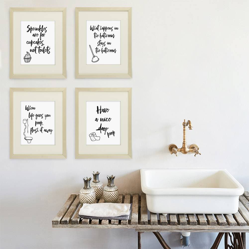 Funny Bathroom Signs (Set of 4) - 8x10s | Bathroom Decor Wall Art - Dream Big Printables