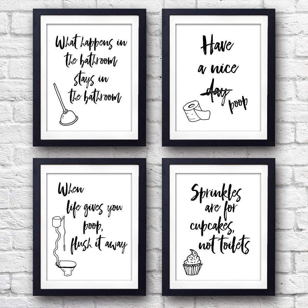 Funny Bathroom Signs (Set of 4) - 8x10s | Bathroom Decor Wall Art - Dream Big Printables