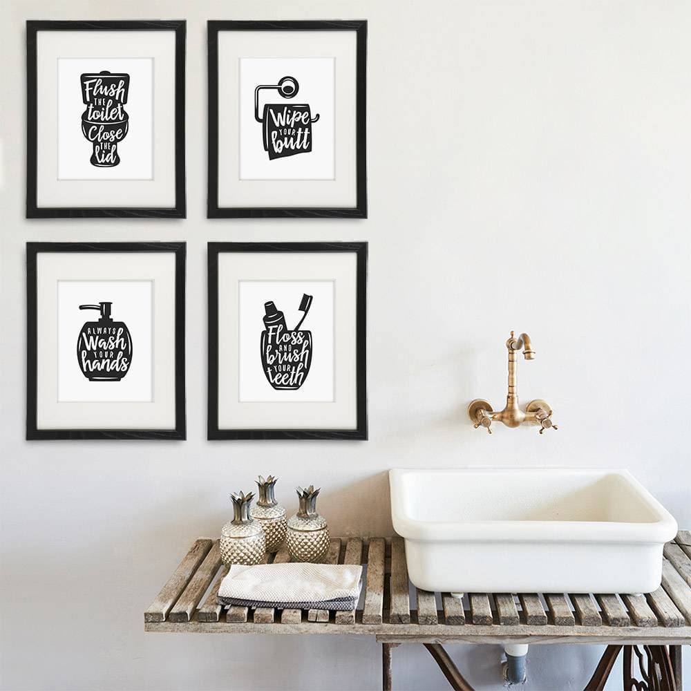 Funny Bathroom Signs (Set of 4) - 8x10s | Bathroom Decor Wall Art - Dream Big Printables