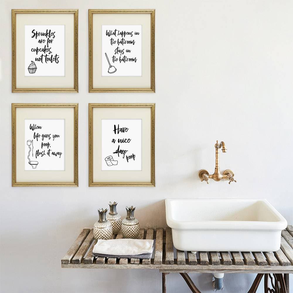 Funny Bathroom Signs (Set of 4) - 8x10s | Bathroom Decor Wall Art - Dream Big Printables