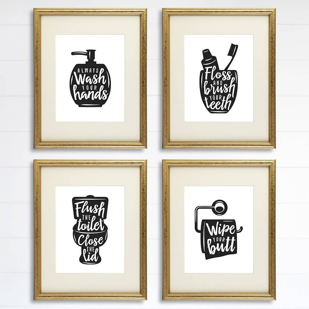Funny Bathroom Signs (Set of 4) - 8x10s | Bathroom Decor Wall Art - Dream Big Printables