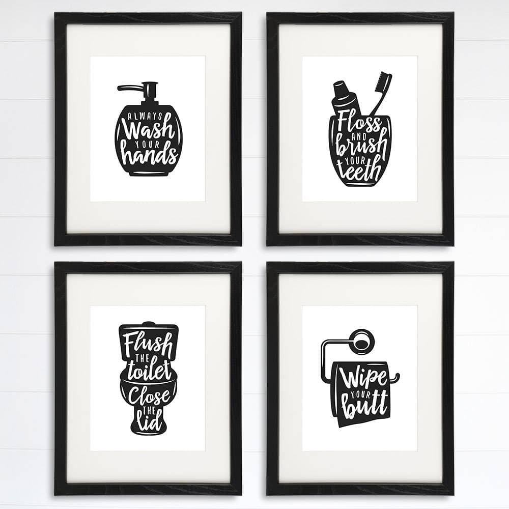 Funny Bathroom Signs (Set of 4) - 8x10s | Bathroom Decor Wall Art - Dream Big Printables