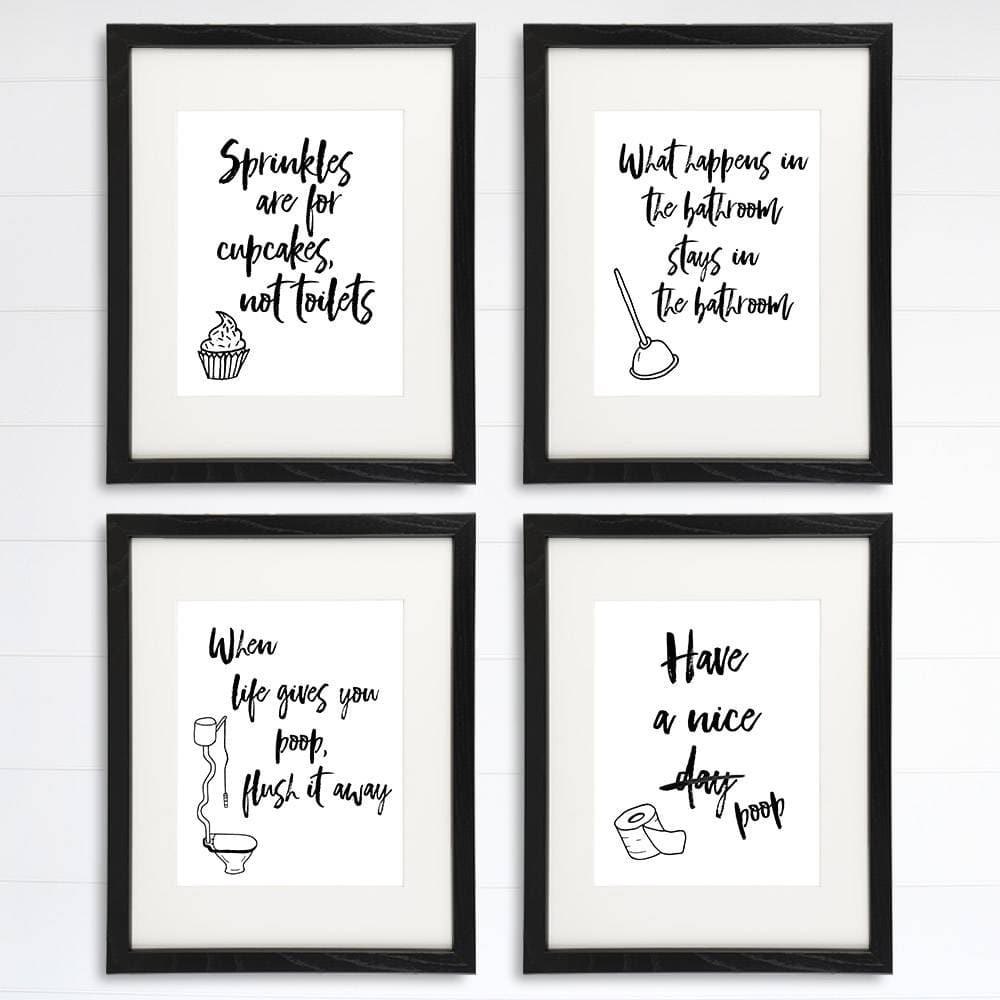 Funny Bathroom Signs (Set of 4) - 8x10s | Bathroom Decor Wall Art - Dream Big Printables