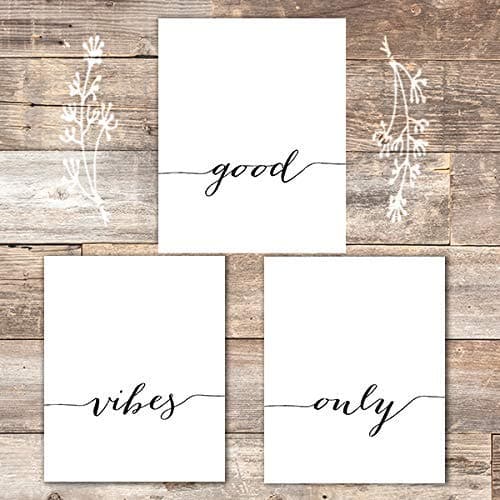 Good Vibes Only Calligraphy Wall Art (Set of 3) - Unframed - 8x10s | Inspirational Decor - Dream Big Printables