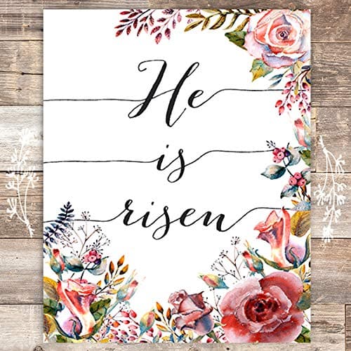 He Is Risen Floral Art Print - Unframed - 8x10 - Dream Big Printables