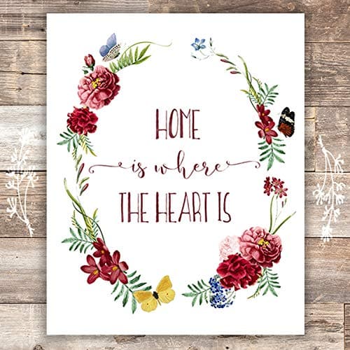 Home is Where the Heart Is Wreath Art Print - Home Wall Decor Unframed - 8x10 - Dream Big Printables