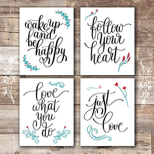 Inspirational Art Prints (Set of 4) - Unframed - 8x10s | Typography Wall Art - Dream Big Printables
