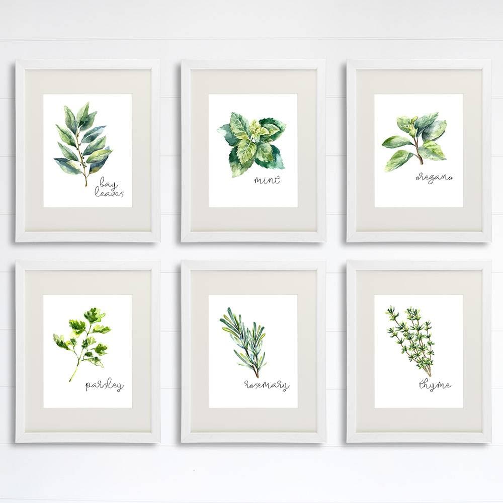 Kitchen Herbs Art Prints (Set of 6) - 8x10 - Dream Big Printables