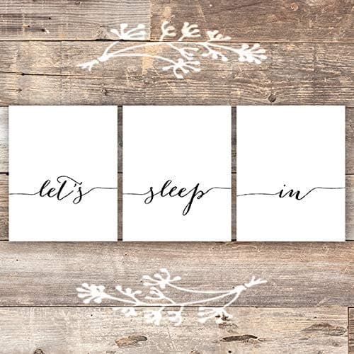 Let's Sleep In Art Prints (Set of 3) - Unframed - 8x10 | Bedroom Wall Decor - Dream Big Printables