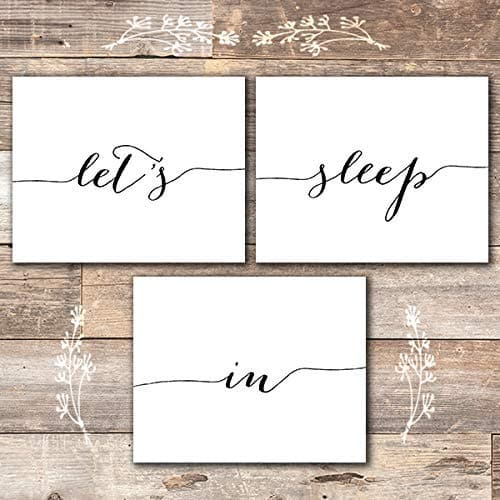 Let's Sleep In Art Prints (Set of 3) - Unframed - 8x10 | Bedroom Wall Decor - Dream Big Printables