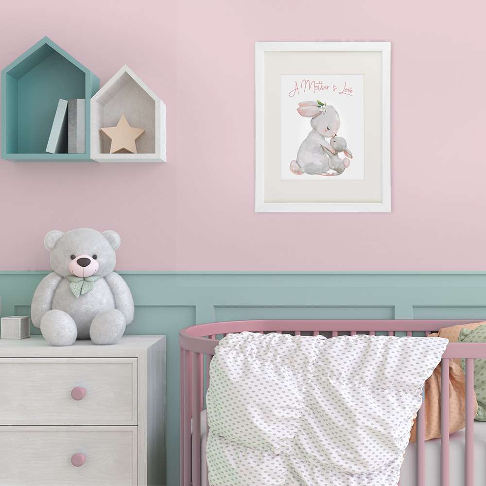 Mother and Child Bunny Wall Art Print - 8x10 | Nursery Decor - Dream Big Printables