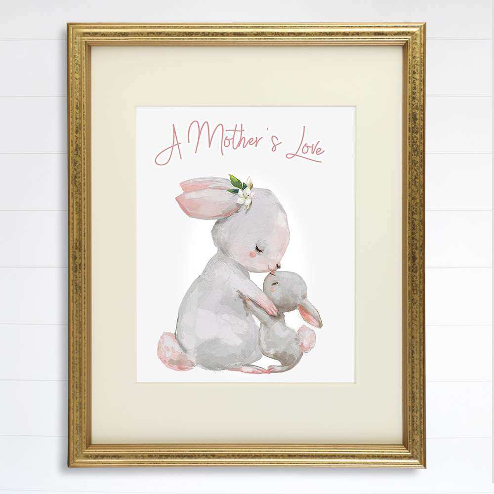 Mother and Child Bunny Wall Art Print - 8x10 | Nursery Decor - Dream Big Printables