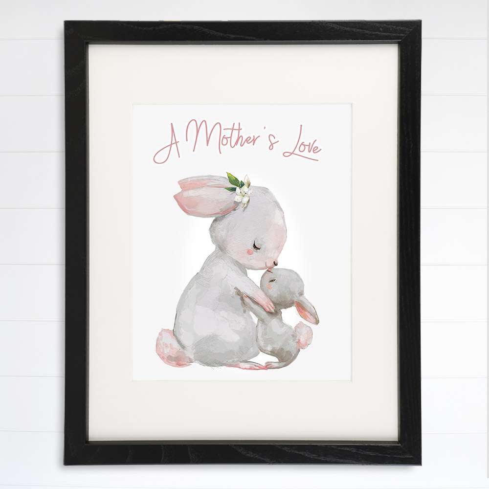Mother and Child Bunny Wall Art Print - 8x10 | Nursery Decor - Dream Big Printables