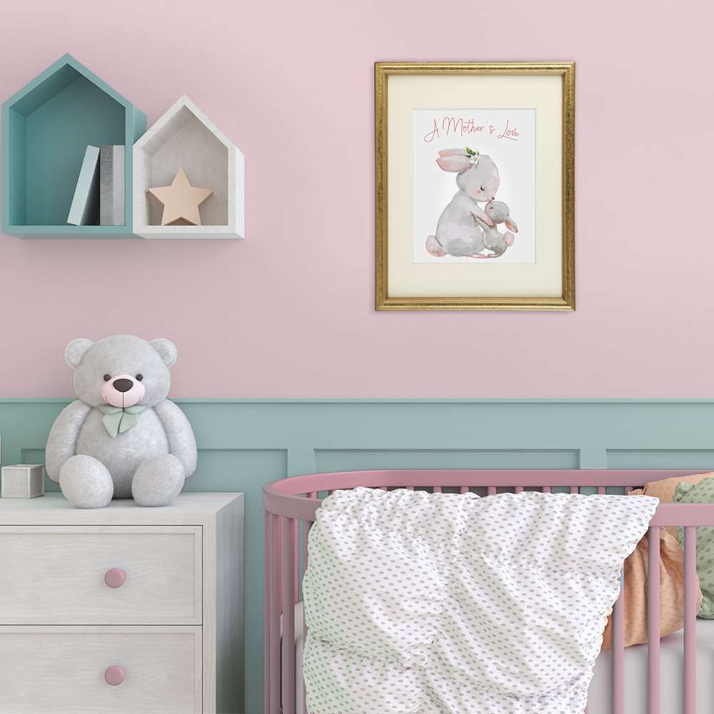 Mother and Child Bunny Wall Art Print - 8x10 | Nursery Decor - Dream Big Printables
