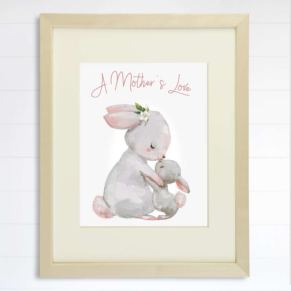 Mother and Child Bunny Wall Art Print - 8x10 | Nursery Decor - Dream Big Printables