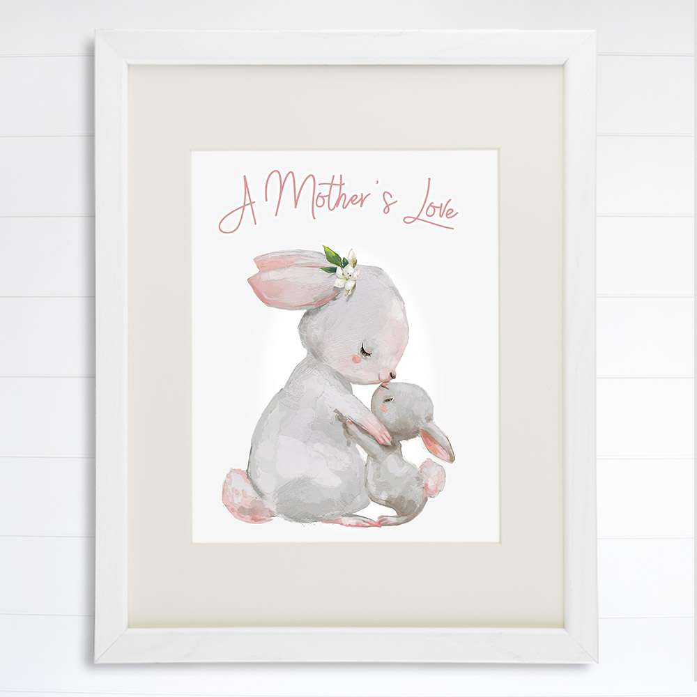 Mother and Child Bunny Wall Art Print - 8x10 | Nursery Decor - Dream Big Printables