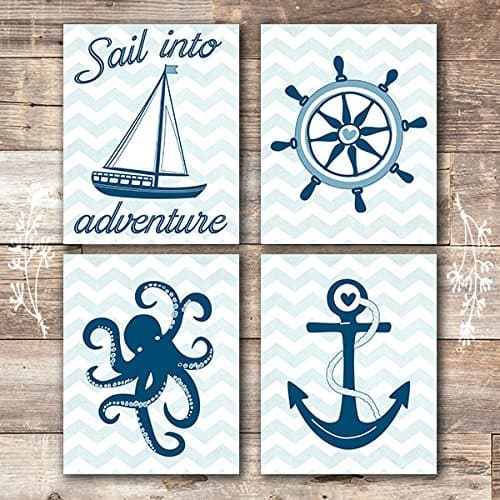 Nautical Nursery Wall Decor Art Prints (Set of 4) - Unframed - 8x10s - Dream Big Printables