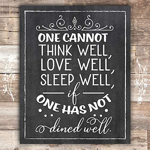 One Must Dine Well - Kitchen Chalkboard Art Print - Unframed - 8x10 - Dream Big Printables
